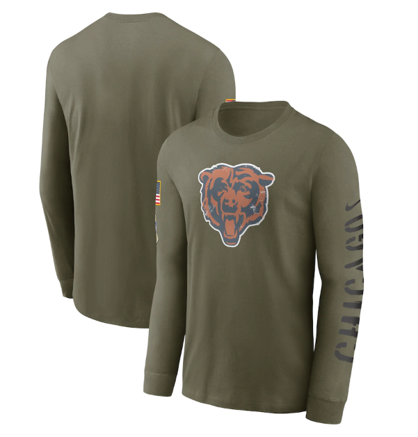 Men's Chicago Bears Olive 2022 Salute to Service Long Sleeve T-Shirt